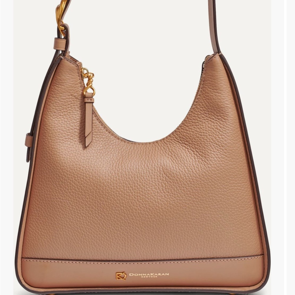 Donna Karan Tan Hobo Bag with Gold Accents
